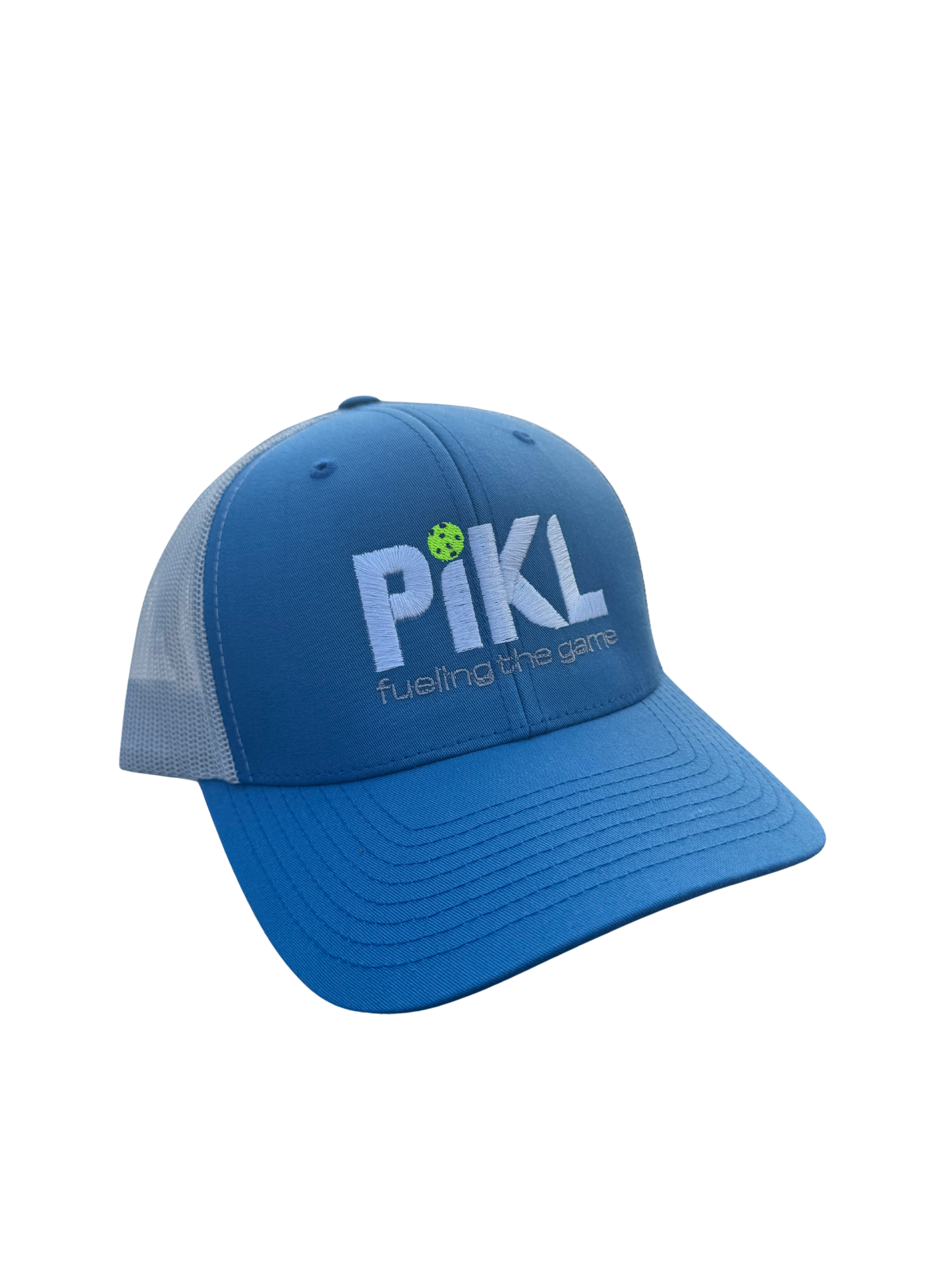Steel Blue/Silver Retro Trucker Snapback Cap (White Logo)