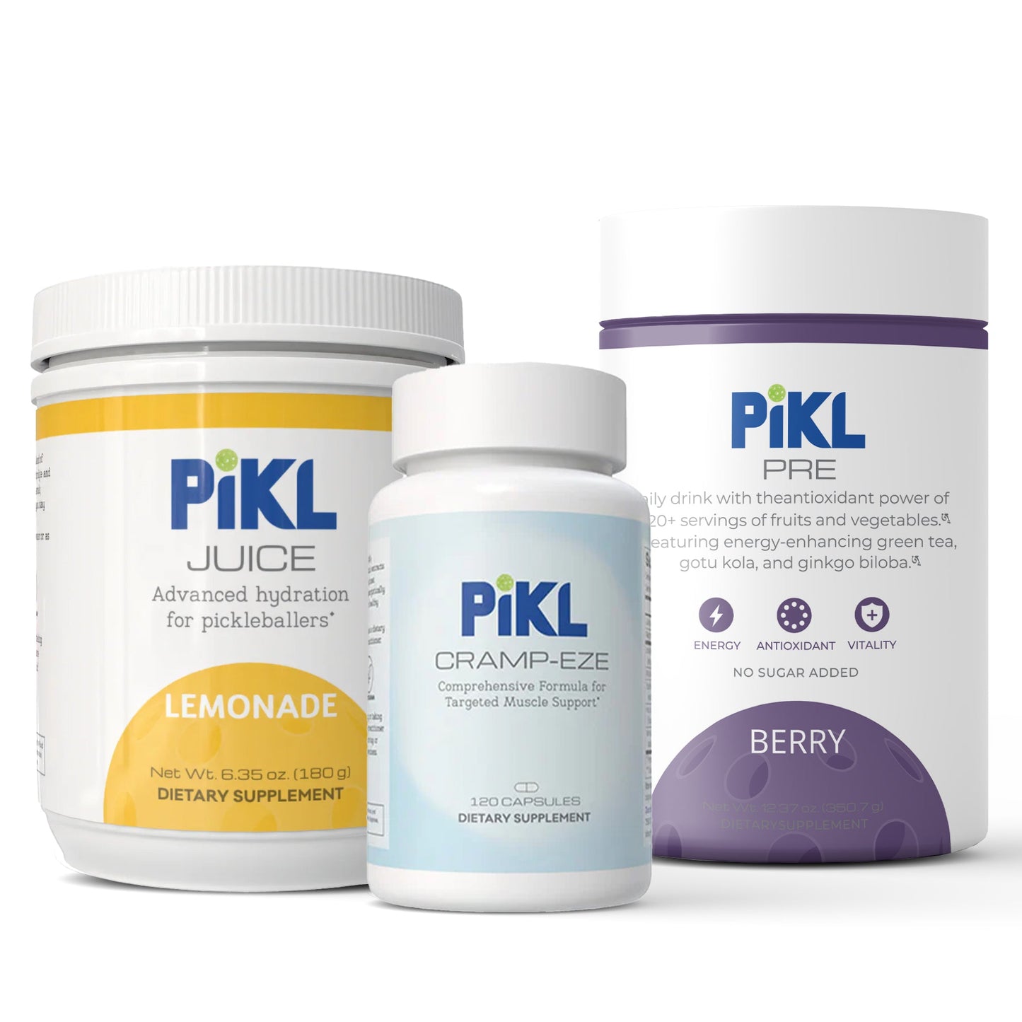 Three PiKL products on a white background
