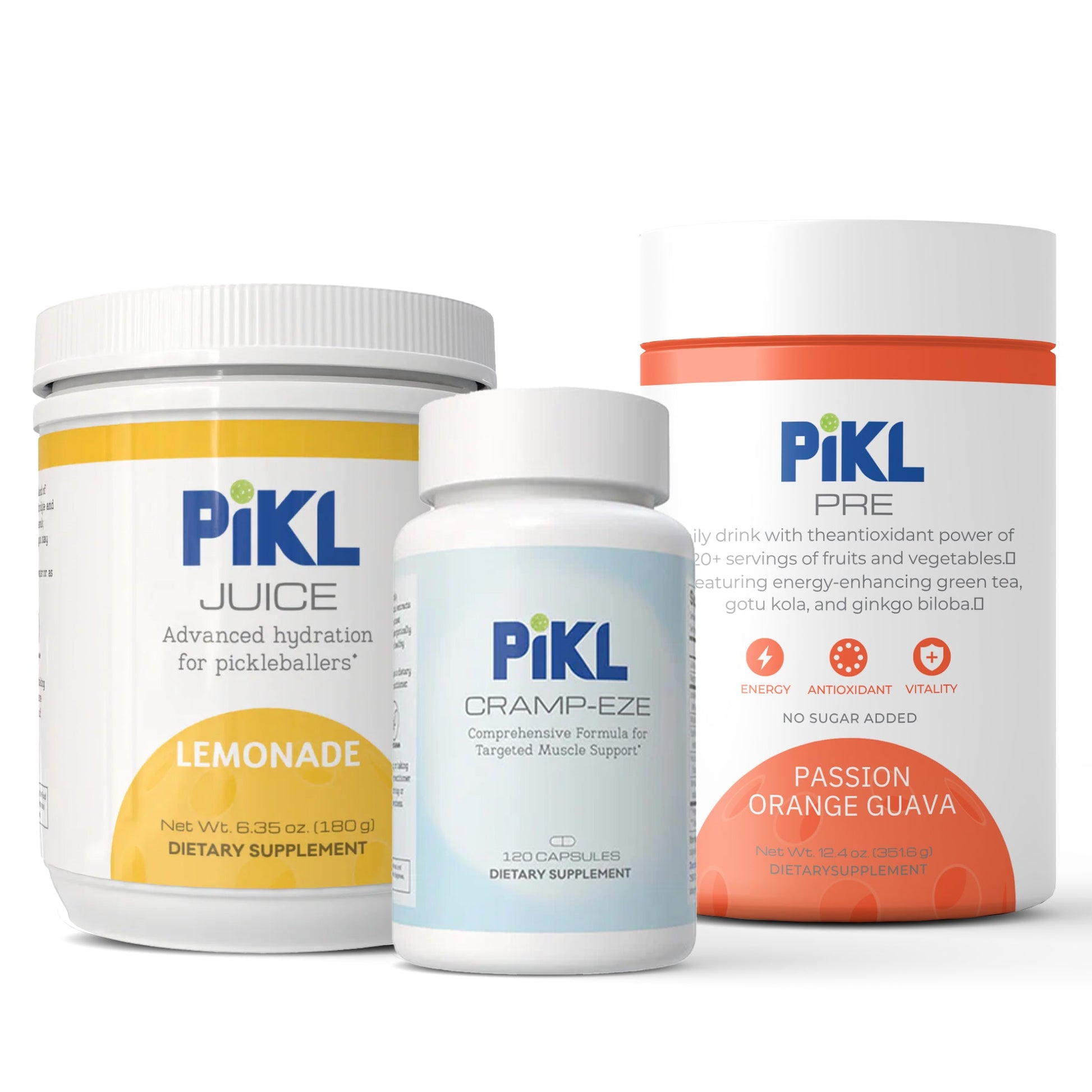 Three PiKL products on a white background