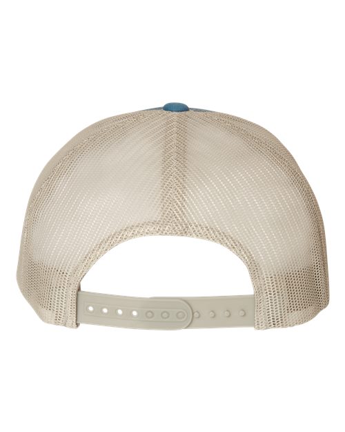Steel Blue/Silver Retro Trucker Snapback Cap (White Logo)